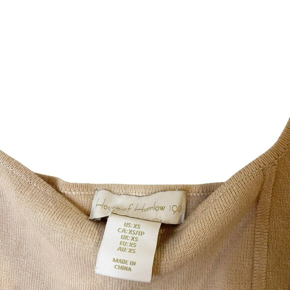 House of‎ Harlow 1960 Womens XS Stretch Ribbed Knit Crop Top Square Neck Tan - Picture 4 of 5